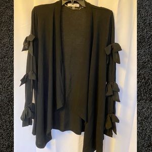 Black Cardigan with Bow Sleeves